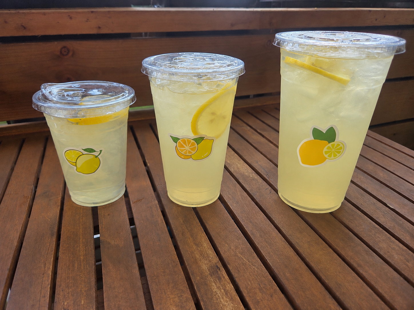 Cold fresh-squeezed Lemon Squeezy lemonade with ice